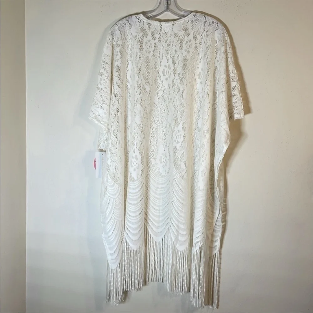 NWT. Siren Lily Maternity Fashion Floral Lace Fringe Hem Kimono. Large . - Picture 9 of 12